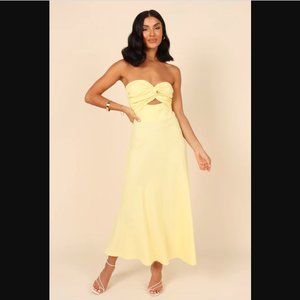Petal & Pup Rosetta Lemon Yellow Strapless Cut Out Midi Dress 8